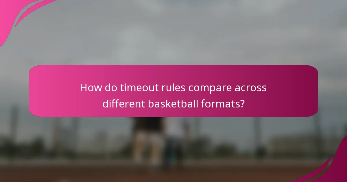 How do timeout rules compare across different basketball formats?