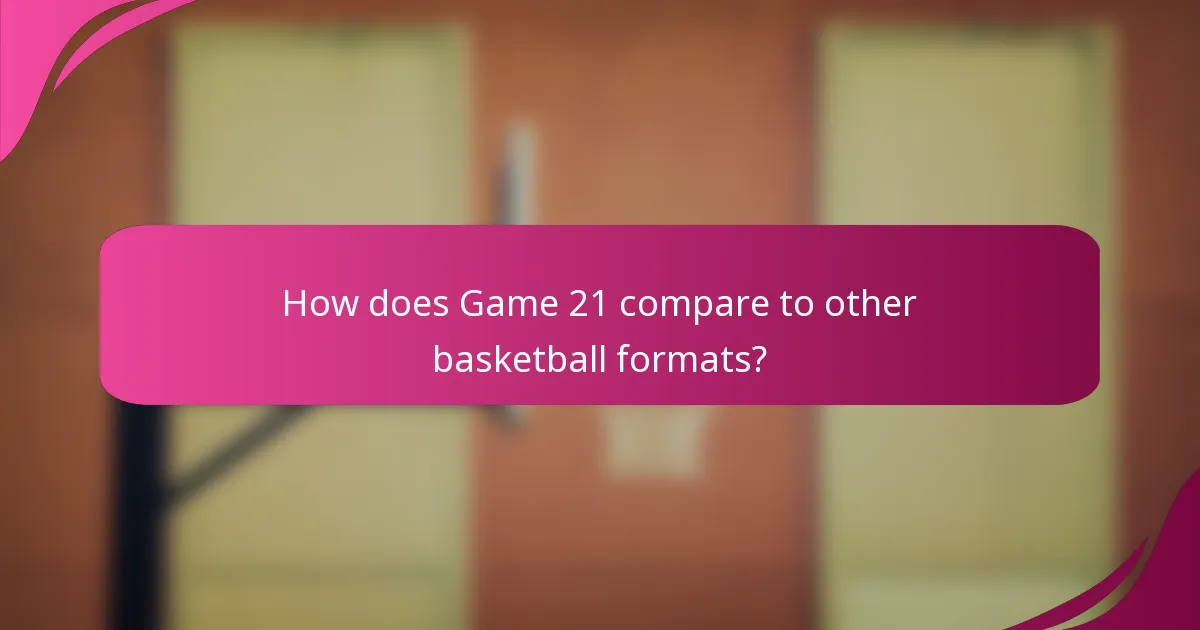 How does Game 21 compare to other basketball formats?